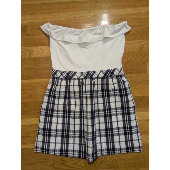 Lilly Pulitzer Esmeralda Strapless Dress True Navy Plaid Medium - Picture 3 of 10